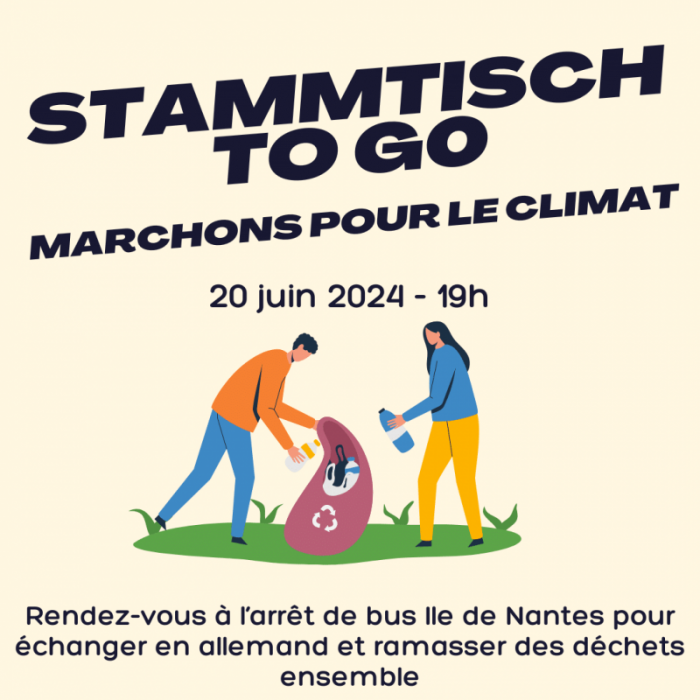 Visuel pour le Stammtisch to go - la marche pour le climat du 20 juin 2024